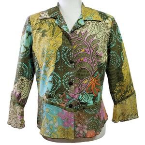 Nancy Bolen Silk Blazer Women Small Vintage City‎ Girl Art to Wear Sheer Boho S